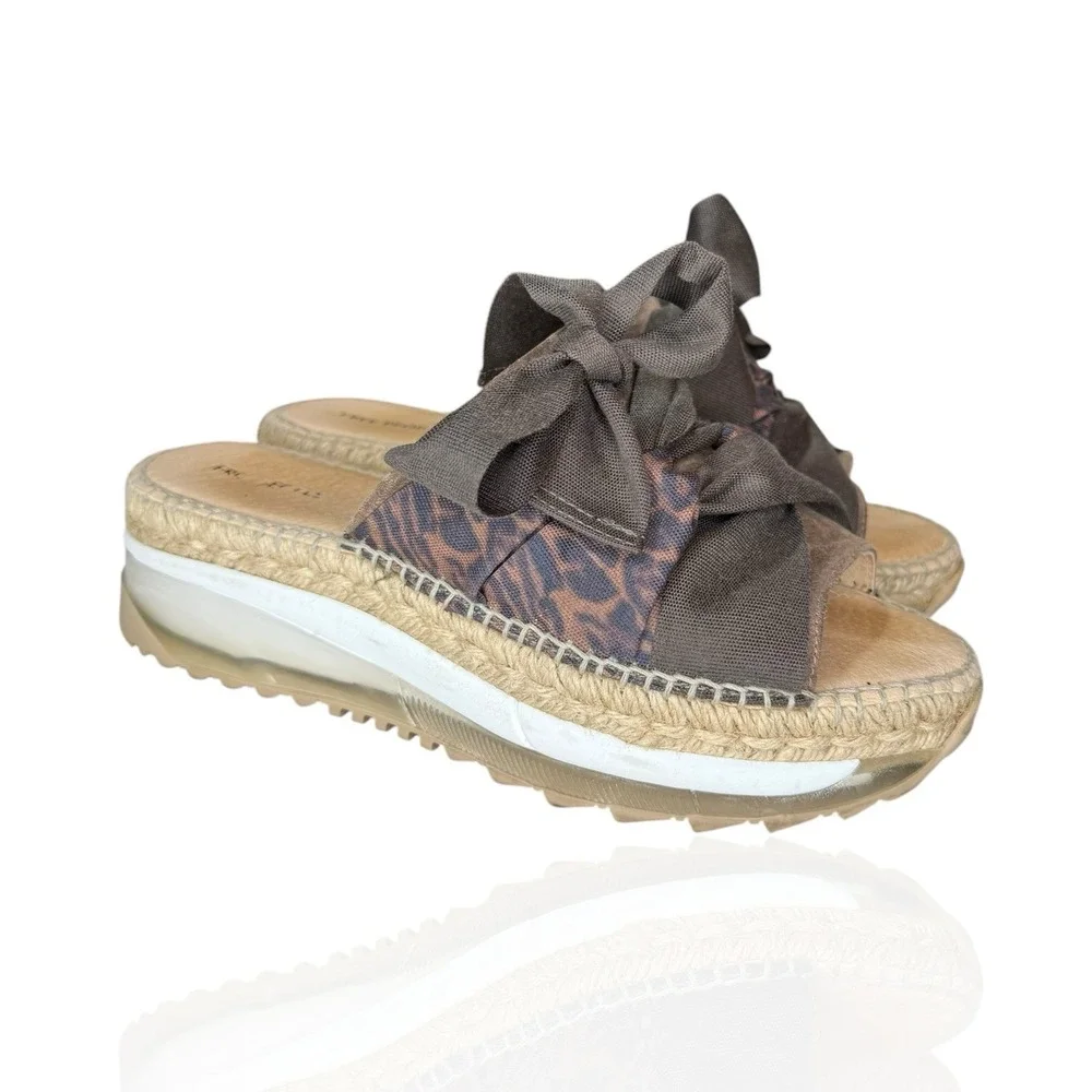 Free People Chapmin Ribbon Espadrilles EU 37 US‎ 6.5 Platform Sandals Leopard